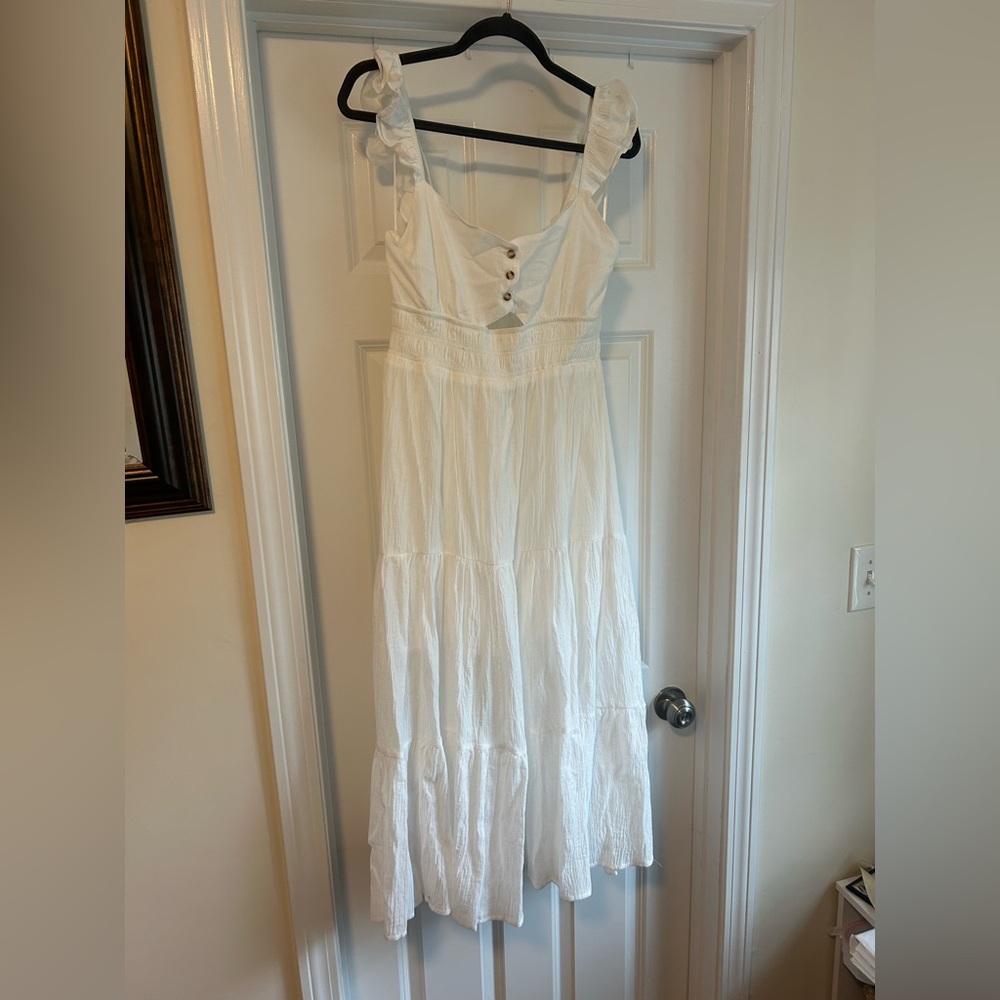 White midi dress with flutter sleeves!